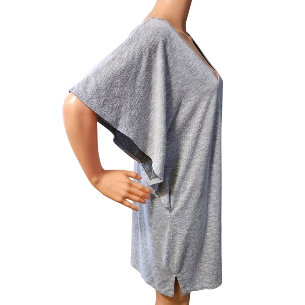 Wearabouts Gray V-Neck Swim Cover-Up Dress M Dolman Sleeve Strappy Back Beach - Picture 3 of 8